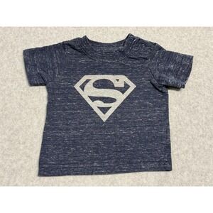 Superman Shirt Infant 0-3 Months Blue Heather Logo Short Sleeve DC Comics